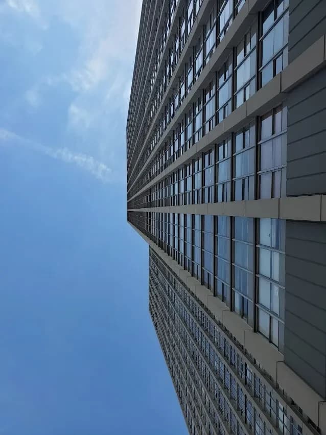 Looking straight up the face of a high-rise